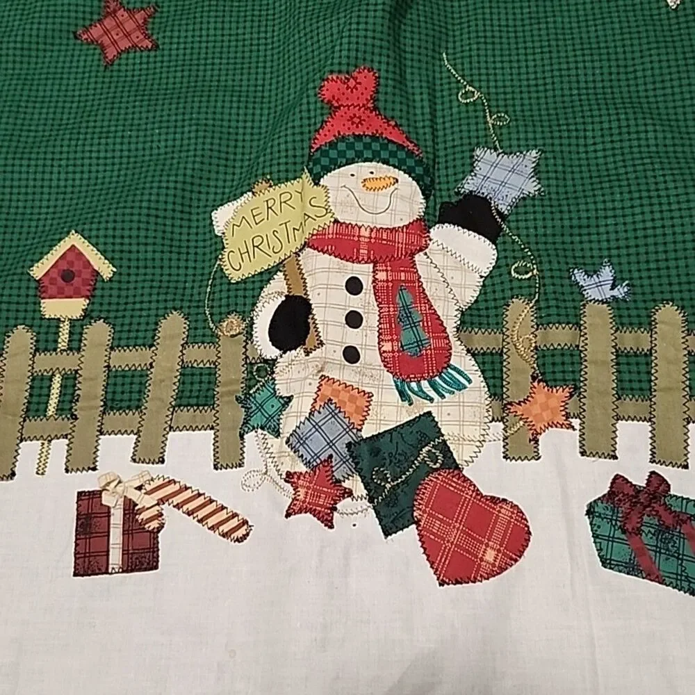 3D Christmas Tree Skirt Snowman & Gifts Patchwork Green Red Prima Creations 44